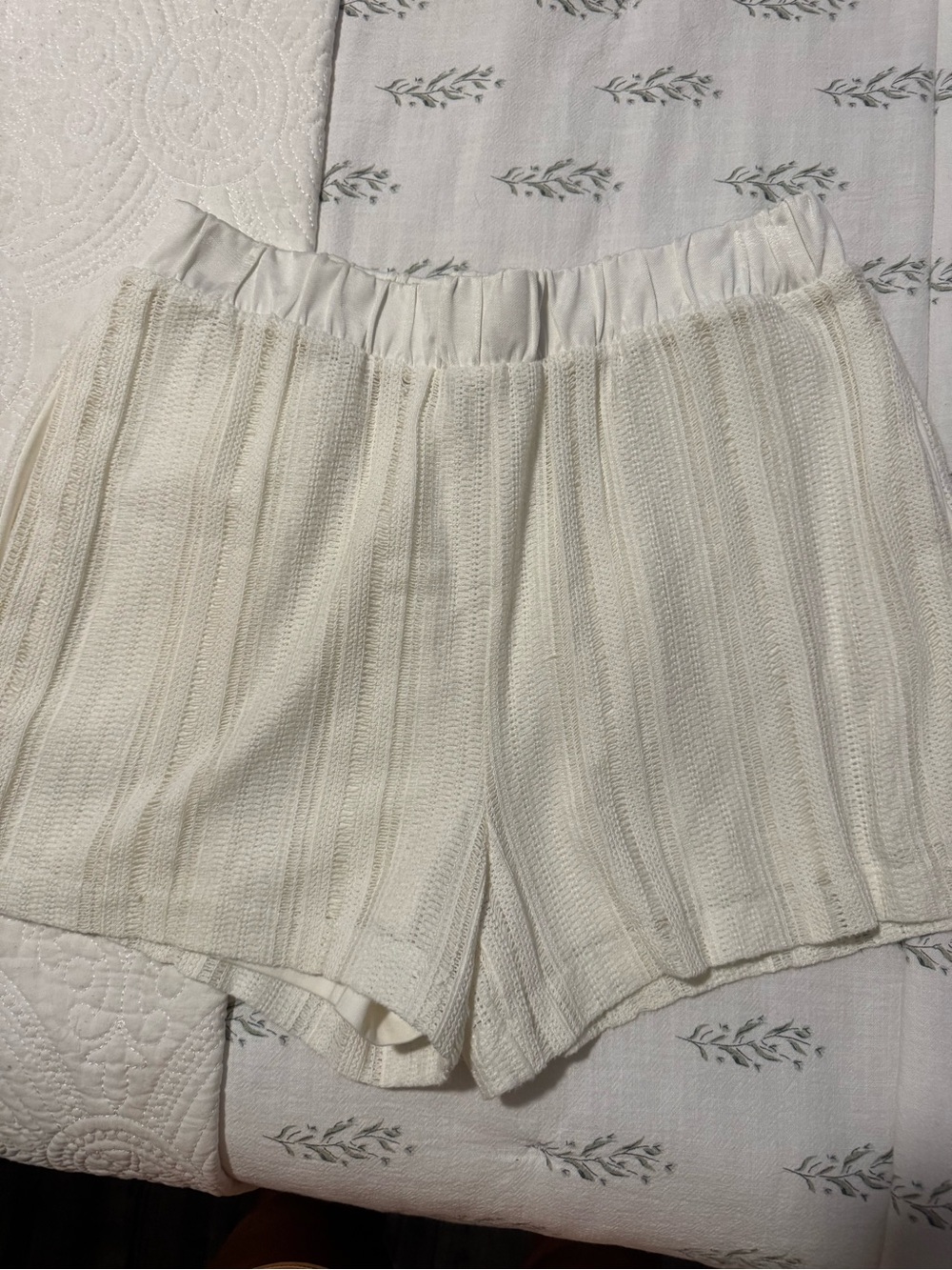 All Saints Ivory High-Waist Knit Shorts